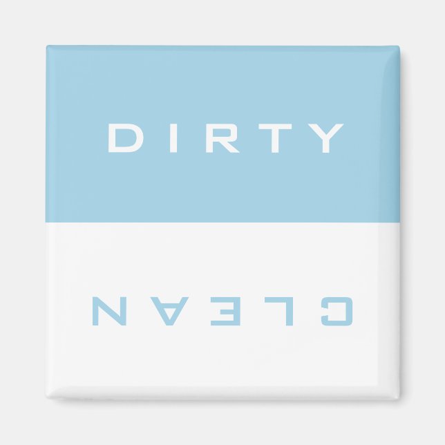 Retro Light Blue und White Dirty/Clean Geschirrspü Magnet (Vorne)