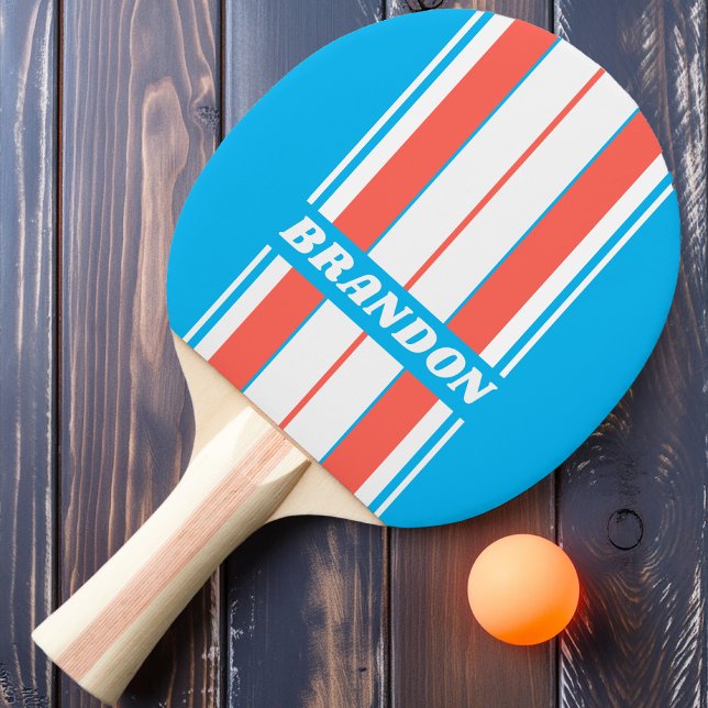 Retro Light Sky Blue Board Streifen mit Namen Tischtennis Schläger (Von Creator hochgeladen)