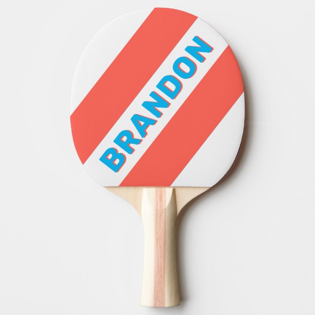 Retro Light Sky Blue Bold Streifen mit Name Tischtennis Schläger (Vorderseite)