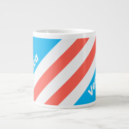 Retro Light Sky Blue Stripes with Name Jumbo-Tasse