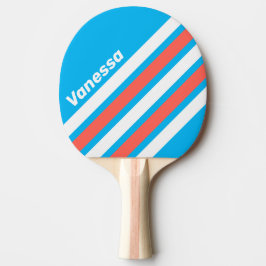 Retro Light Sky Blue Winkeln Streifen mit Namen Tischtennis Schläger