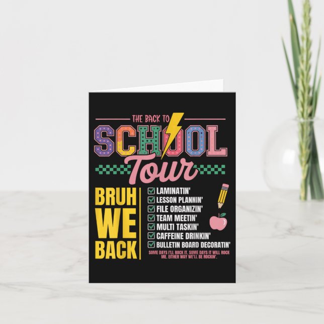 Retro Lightning Bolt Abcd Zurück zum Schullehrpfad Karte (Vorderseite)