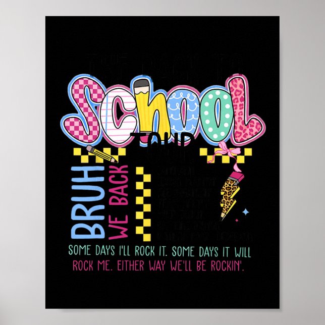 Retro Lightning Bolt Back To School Tour Teacher K Poster (Vorne)