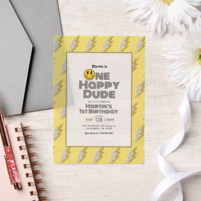 Retro Lightning One Happy Typ 1. Geburtstag Foto (Hochzeit)