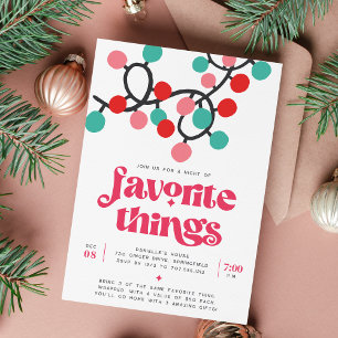 Retro Lights Holiday Favorite Things Party Einladung