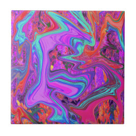 Retro Lila, blau und orange Abstrakte flüssige Kun Fliese