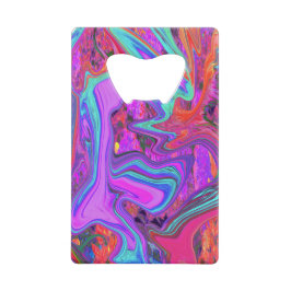 Retro Lila, blau und orange Abstrakte flüssige Kun Geldbeutel Flaschenöffner