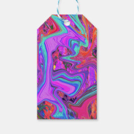 Retro Lila, blau und orange Abstrakte flüssige Kun Geschenkanhänger