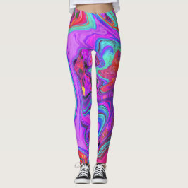Retro Lila, blau und orange Abstrakte flüssige Kun Leggings
