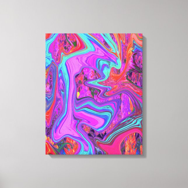 Retro Lila, blau und orange Abstrakte flüssige Kun Leinwanddruck (Vorderseite)