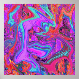 Retro Lila, blau und orange Abstrakte flüssige Kun Poster