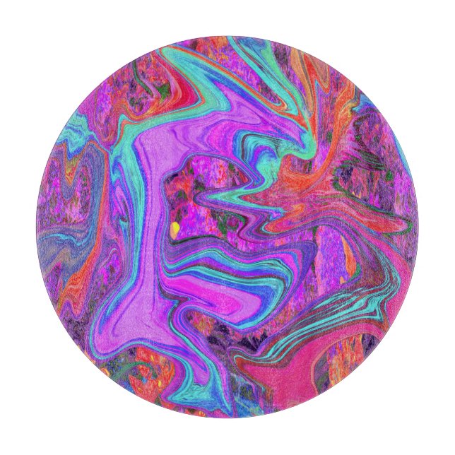 Retro Lila, blau und orange Abstrakte flüssige Kun Schneidebrett (Vorderseite)