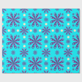 Retro-Lila-Blumen auf blauem Hintergrund Geschenkpapier