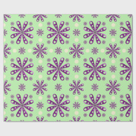 Retro-Lila-Blumen auf grünem Hintergrund Geschenkpapier