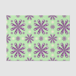 Retro-Lila-Blumen auf grünem Hintergrund Seidenpapier
