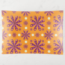 Retro-Lila-Blumen auf orangem Hintergrund