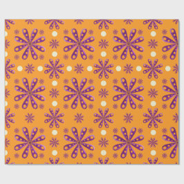 Retro-Lila-Blumen auf orangem Hintergrund Geschenkpapier