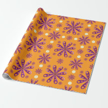 Retro-Lila-Blumen auf orangem Hintergrund