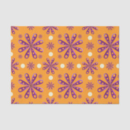 Retro-Lila-Blumen auf orangem Hintergrund Seidenpapier