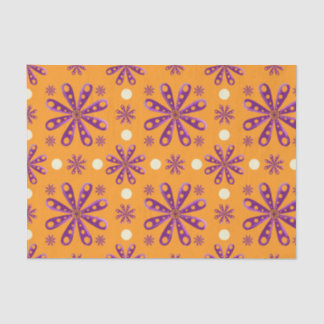 Retro-Lila-Blumen auf orangem Hintergrund Seidenpapier