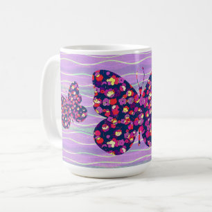 Retro Lila Butterfly Blume Tasse Cup