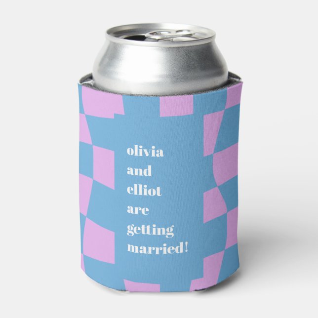 Retro Lila Checkerboard Custom Couples Dusche Dosenkühler (Kanne Vorderseite)
