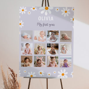 Retro Lila Daisy Geburtstag Foto Milestone Poster