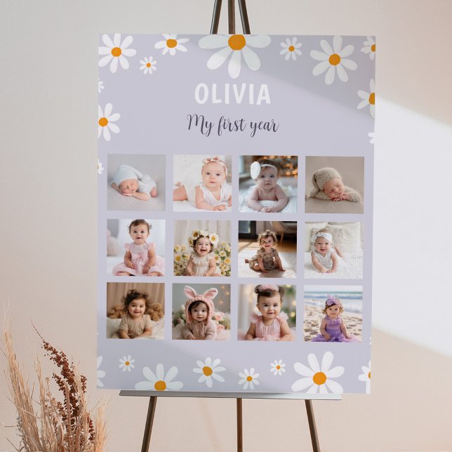 Retro Lila Daisy Geburtstag Foto Milestone Poster (Von Creator hochgeladen)