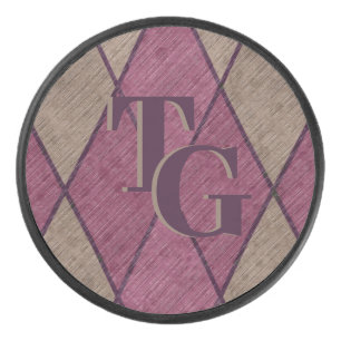 Retro Lila Diamond Raute Monogramm Eishockey Puck