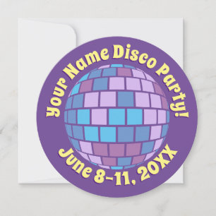 Retro Lila Disco-Kugel PERSONALISIERT Einladung