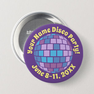 Retro Lila Diskothek Ball PERSONALISIERT Taste Button