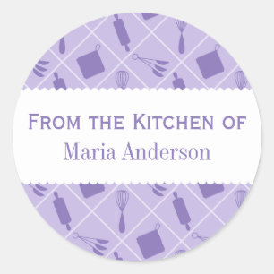 Retro-Lila Einzelstücke Rundküchenetiketten Runder Aufkleber