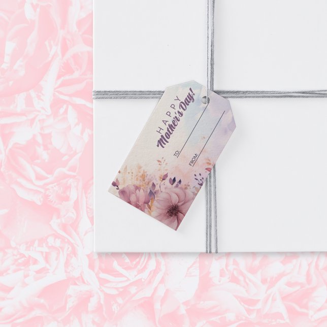 Retro Lila Floral Abstrakt Happy Mother Day Geschenkanhänger (Von Creator hochgeladen)