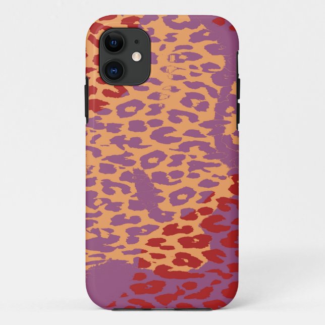 Retro lila-gelbbraune Leopardendruckhaut Case-Mate iPhone Hülle (Rückseite)