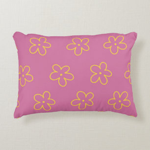 Retro Lila Gelbe Blüte Einfaches Muster Blume Dekokissen