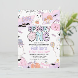 Retro Lila Girls Spooky Halloween 1. Geburtstag Einladung