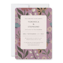 Retro lila, grün, braun floral, Hochzeit 