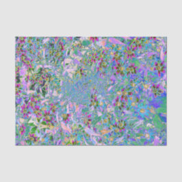 Retro-Lila, grüne und blaue Wildblumen auf Rosa Seidenpapier