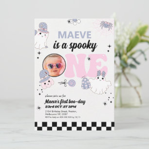 Retro Lila Halloween Spooky 1. Geburtstag Einladung