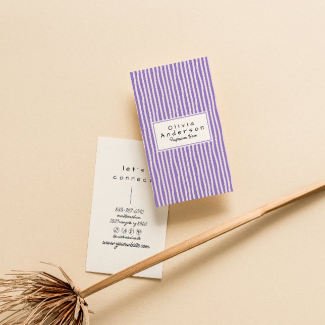 Retro Lila handgezeichnete Streifen trendy modern Visitenkarte (Von Creator hochgeladen)