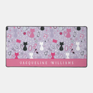 Retro Lila Hefekatzen Schreibtischunterlage