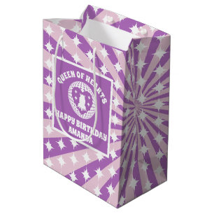 Retro Lila Herzkönigin Geburtstagsfeier Mittlere Geschenktüte