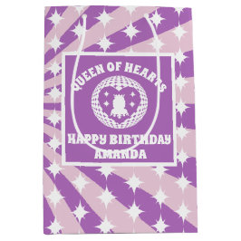 Retro Lila Herzkönigin Geburtstagsparty Mittlere Geschenktüte