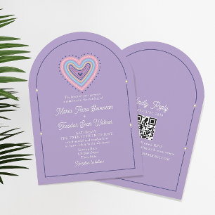 Retro Lila Hochzeit Einladung