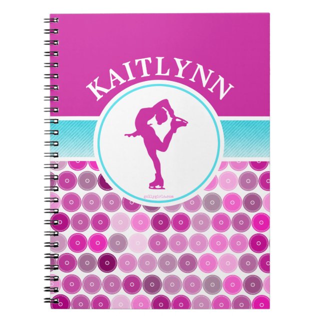 Retro lila Kreis-Zahl Skater durch Golly Mädchen Notizblock (Vorderseite)