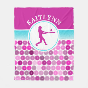 Retro lila KreiseSoftball durch Golly Mädchen Fleecedecke