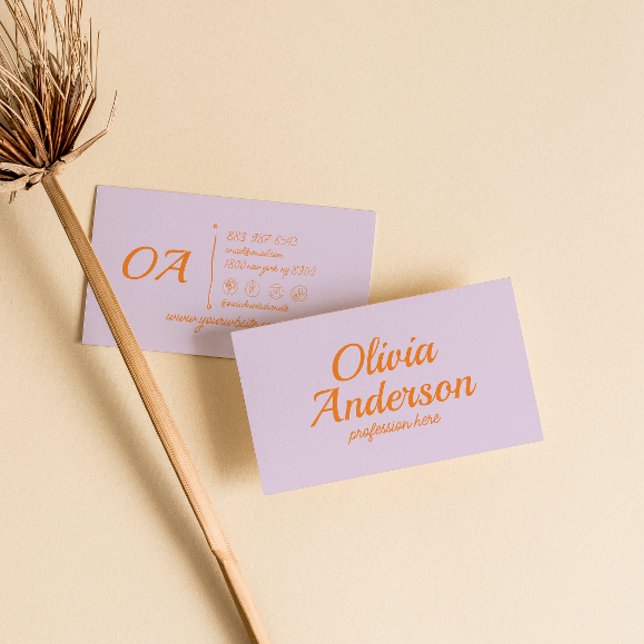 Retro Lila Orange bunt Groovy Bold trendy Visitenkarte (Von Creator hochgeladen)