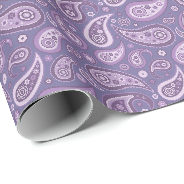 Retro lila Paisley-Muster Geschenkpapier (Rolleneckpunkt)