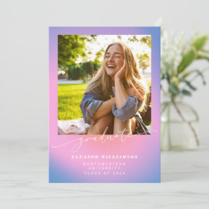 Retro Lila Pink Gradient 3 Foto Abschluss Ankündigung