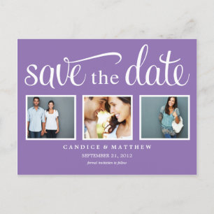 RETRO LILA SAVE-THE-DATE-ANKÜNDIGUNG ANKÜNDIGUNGSPOSTKARTE
